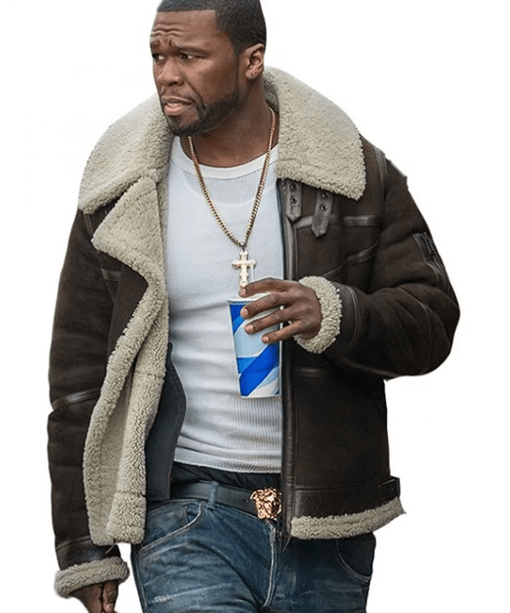 50 Cen Shearling Brown Suede Leather Jacket For Men