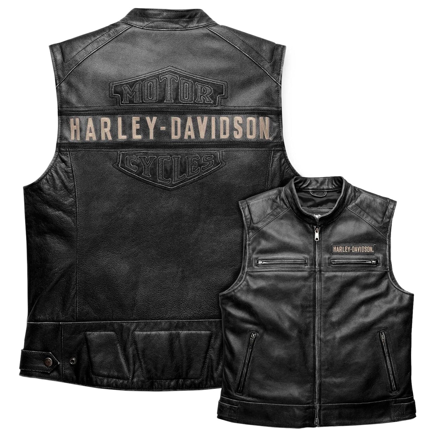 Iconic HD Men’s Passing Link Leather Biker Vest – Motorcycle Road Warrior
