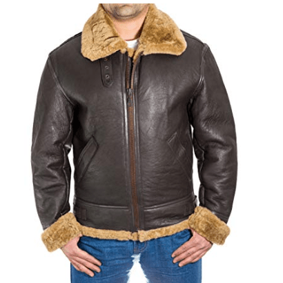 Aviator Fur Brown Men’s Leather Jacket