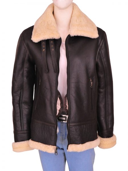 Sheepskin Women Shearling Brown Leather Jacket