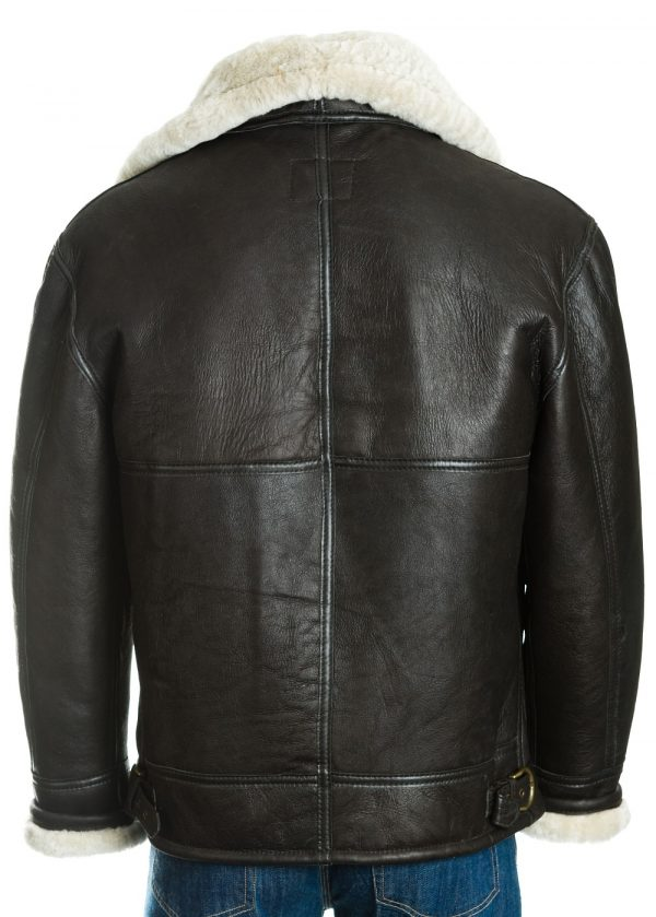 B3 Brown Shearling Sheepskin Bomber Jacket For Men