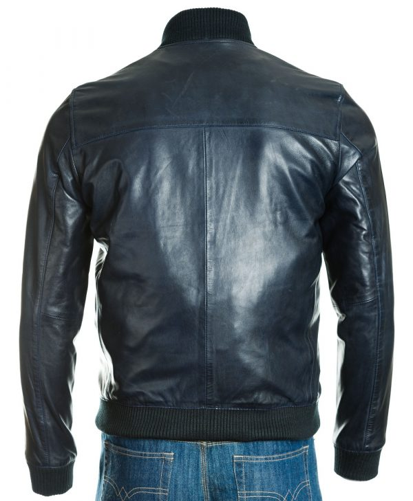 Men’s Blue Sage Bomber Leather Jacket