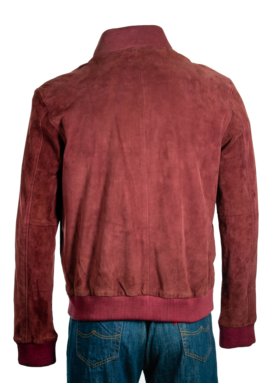 Men's Flight Burgundy Suede Leather Bomber Jacket