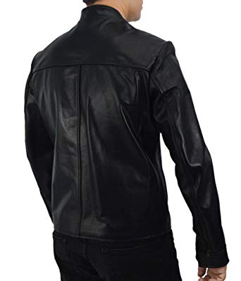 Men's Black Leather Cafe Racer Jacket