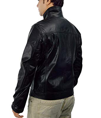 Men's Black Cafe Racer Leather Jacket