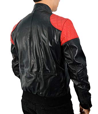 Men's Black Winter Leather Bomber Jacket