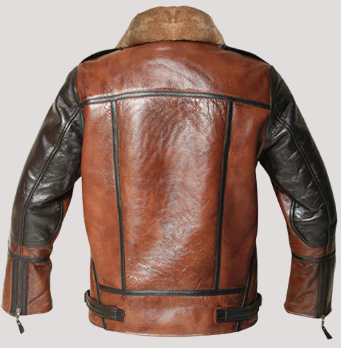 Men’s Distressed Shearling Bomber Flight Aviator Leather Jacket