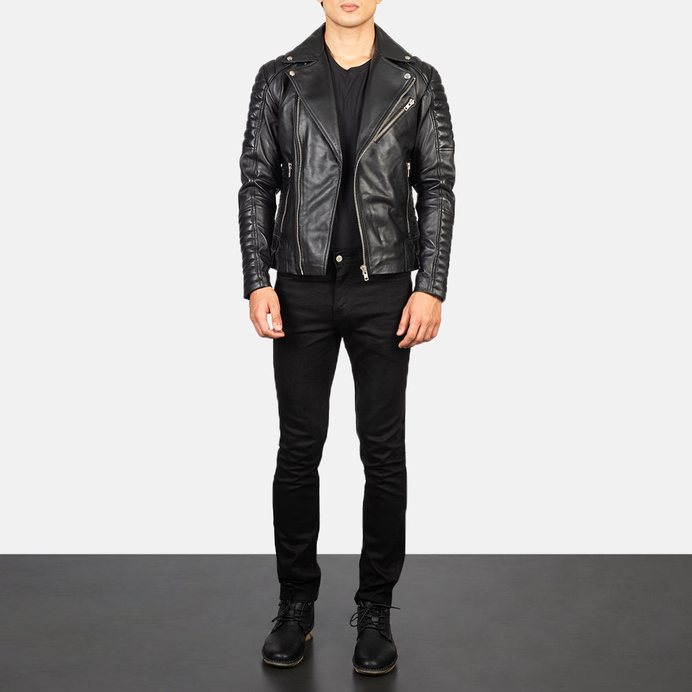 Mens Black Leather Premium Quality Jacket