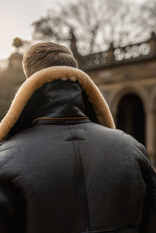 Mens Black Shearling Leather Jacket
