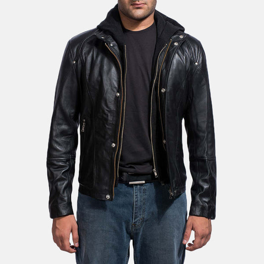 Back Street Black Leather Jacket For Men