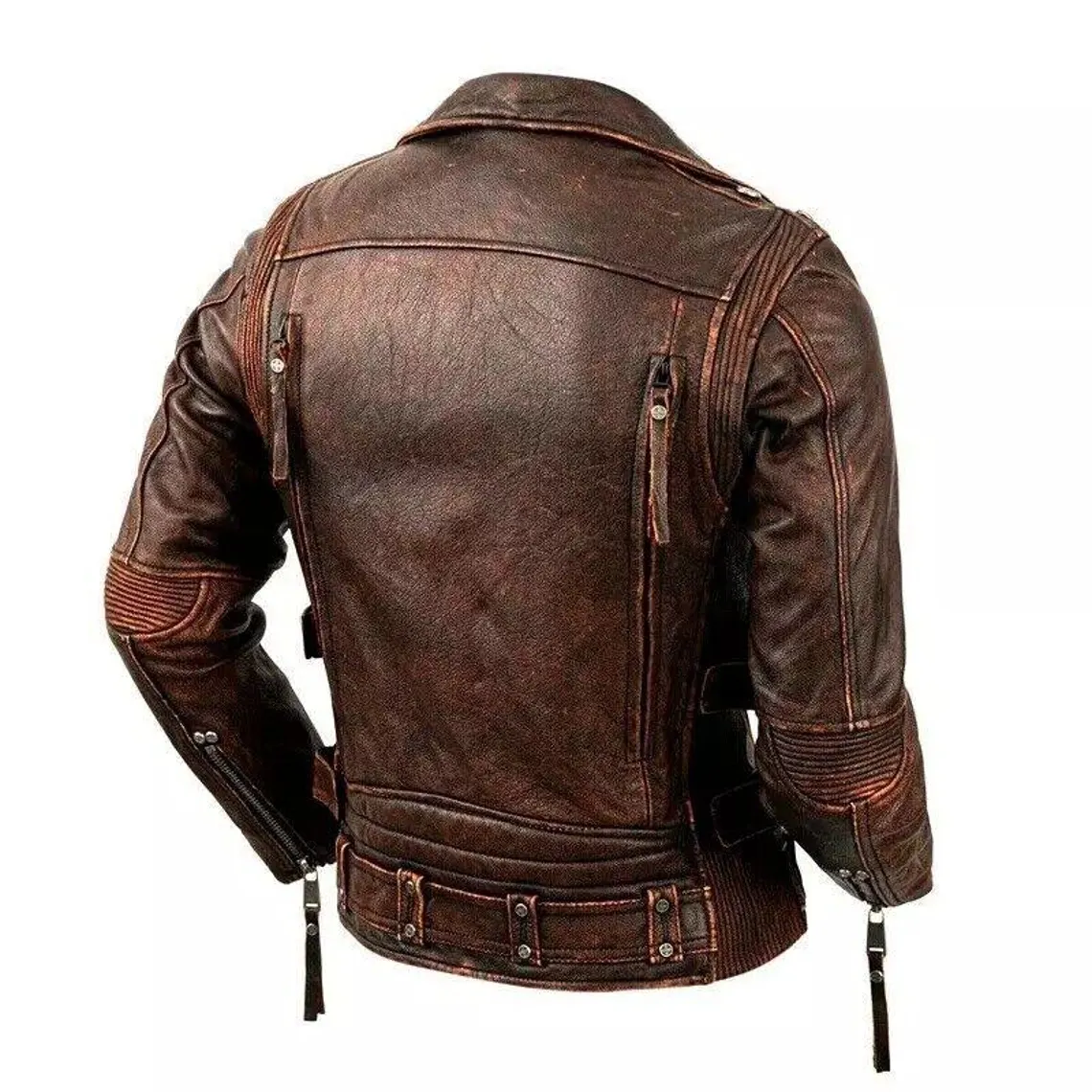 Mens Vintage Look Used Harley Davidson Motorcycle Biker Jacket