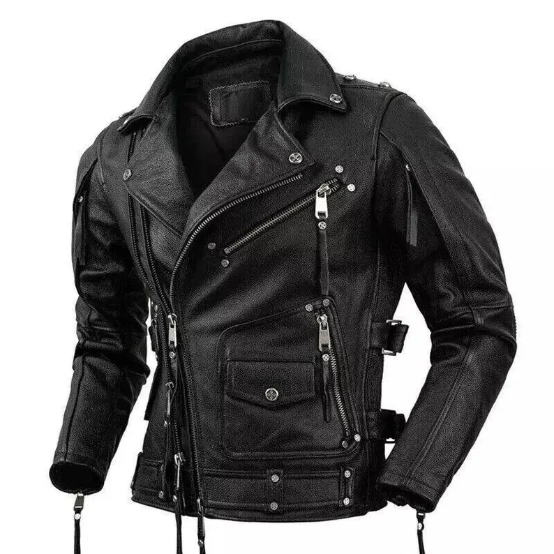 Mens Vintage Look Used Harley Davidson Motorcycle Biker Jacket