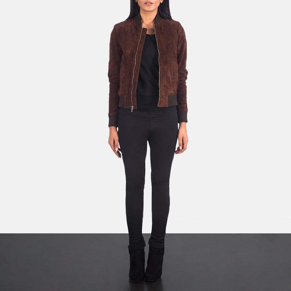 Winter Brown Suede Women Leather Jacket