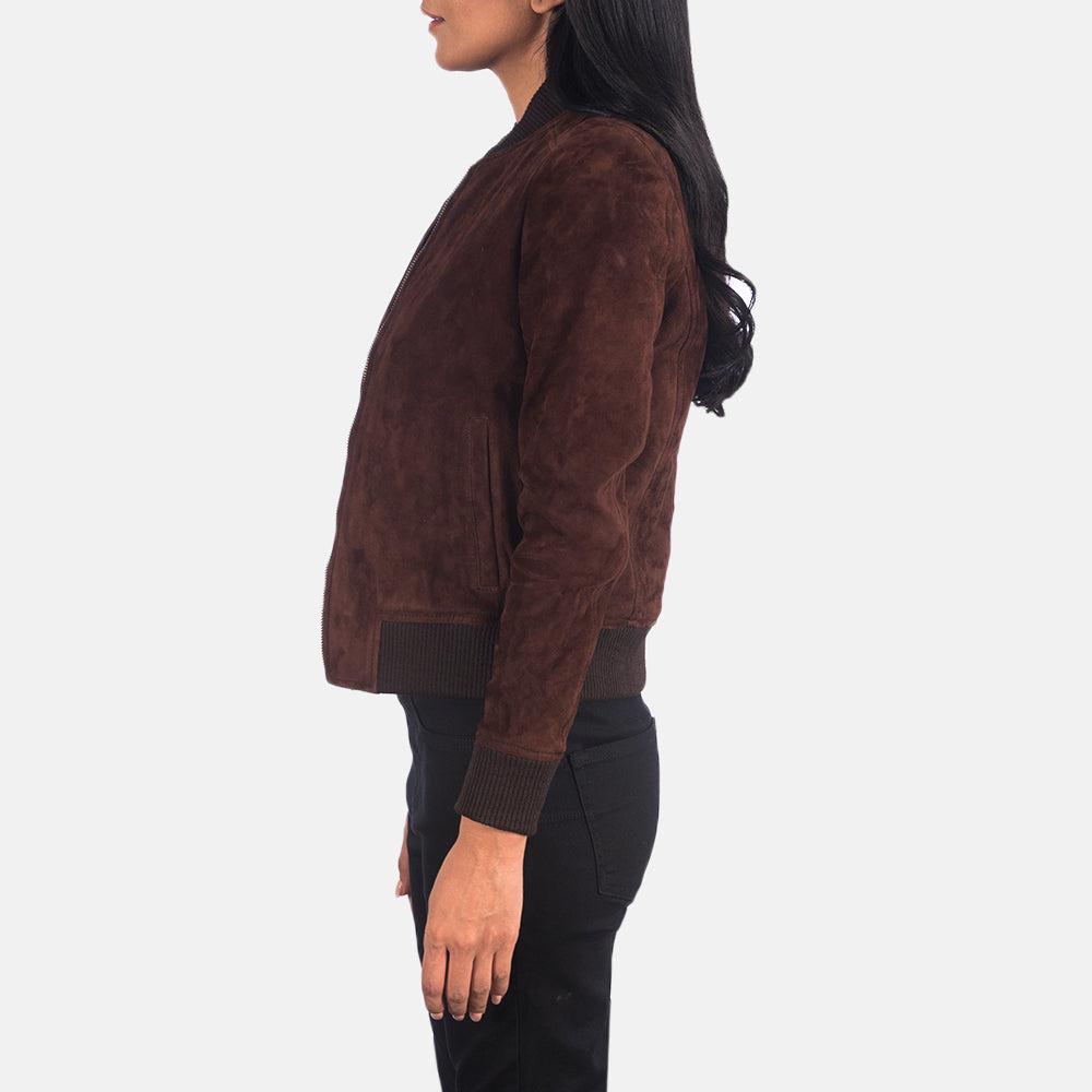 Winter Brown Suede Women Leather Jacket