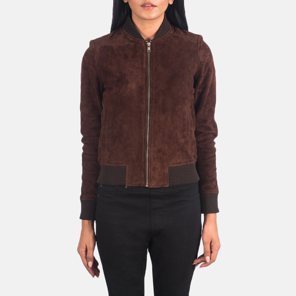 Winter Brown Suede Women Leather Jacket