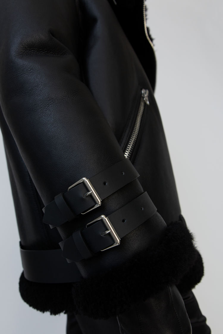 Shearling Aviator Black Jacket For Women