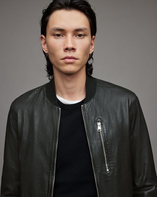 Boyton Leather Bomber Jacket Allsaints