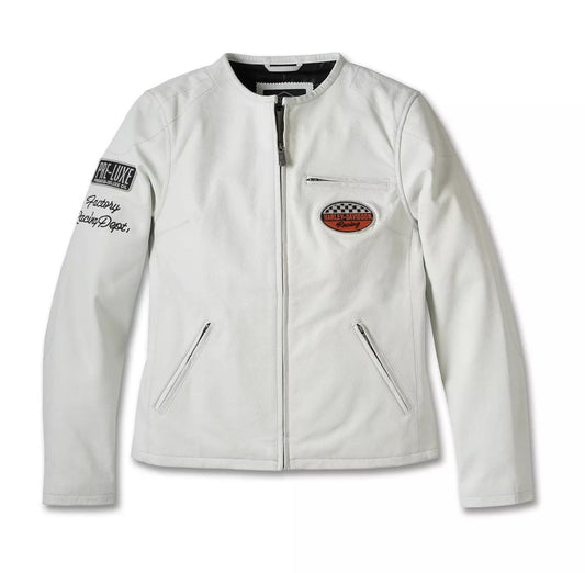 White Leather Harley Davidson Jacket