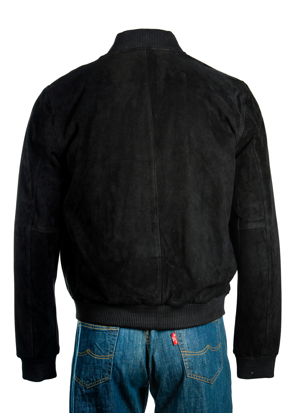 Men's Classic MA-1 Flight Black Suede Leather Bomber Jacket