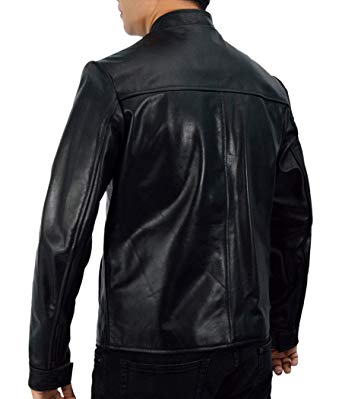 Men's Black Leather Cafe Racer Jacket