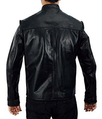 Men's Black Leather Cafe Racer Jacket