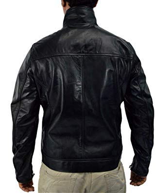 Men's Black Cafe Racer Leather Jacket