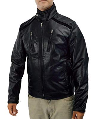 Men's Black Cafe Racer Leather Jacket