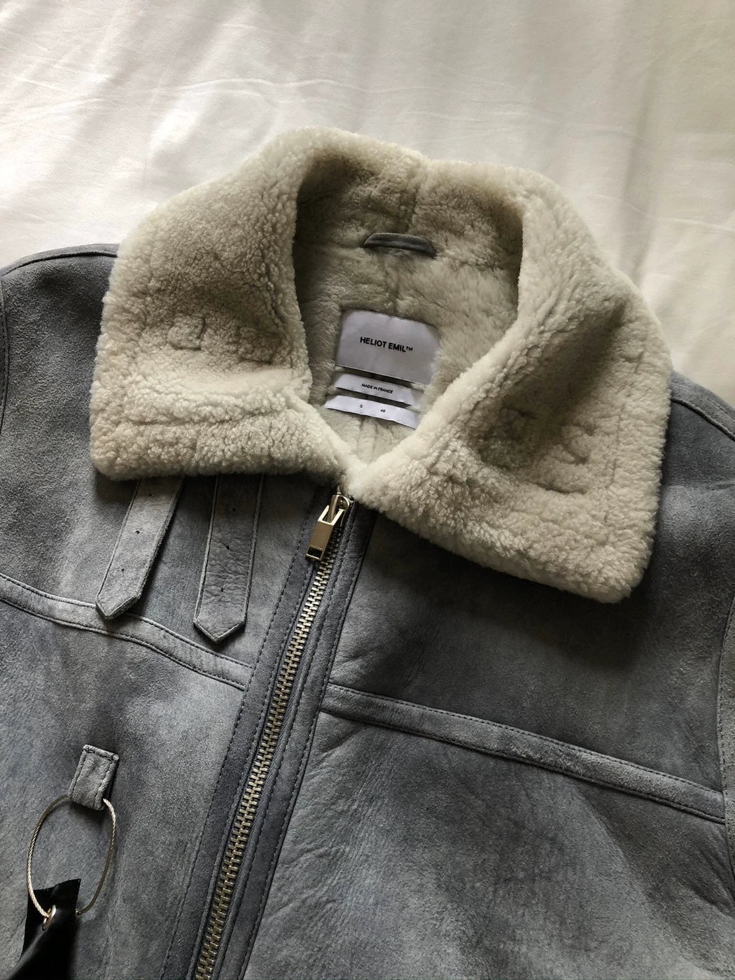 HELIOT EMIL Men's Gray Shearling Aviator Jacket