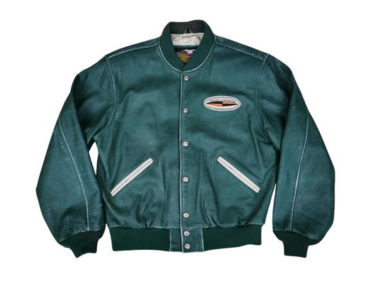 Harley Davidson USA Biker Leather Jacket Green Motorcycle Pride Tradition