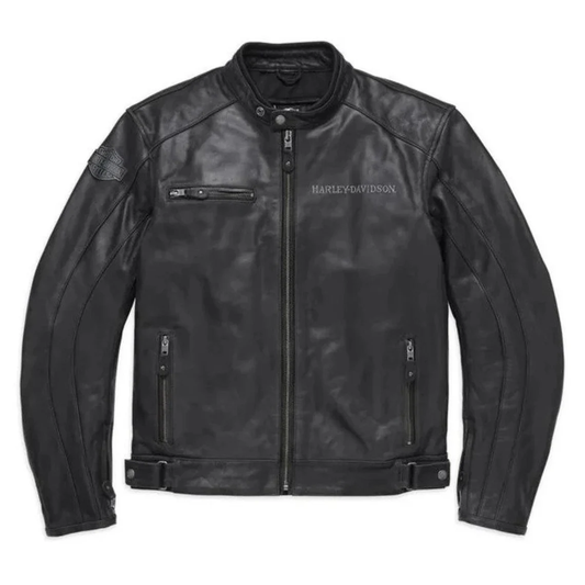 Men's Votary Black Harley Davidson Biker Real Leather Jacket