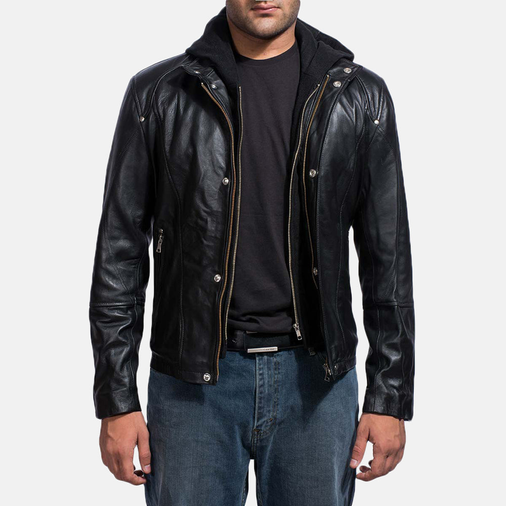 Back Street Black Leather Jacket For Men
