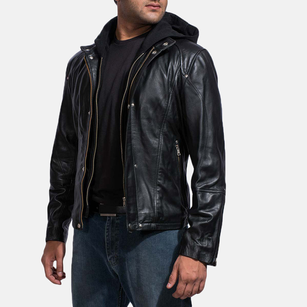 Back Street Black Leather Jacket For Men