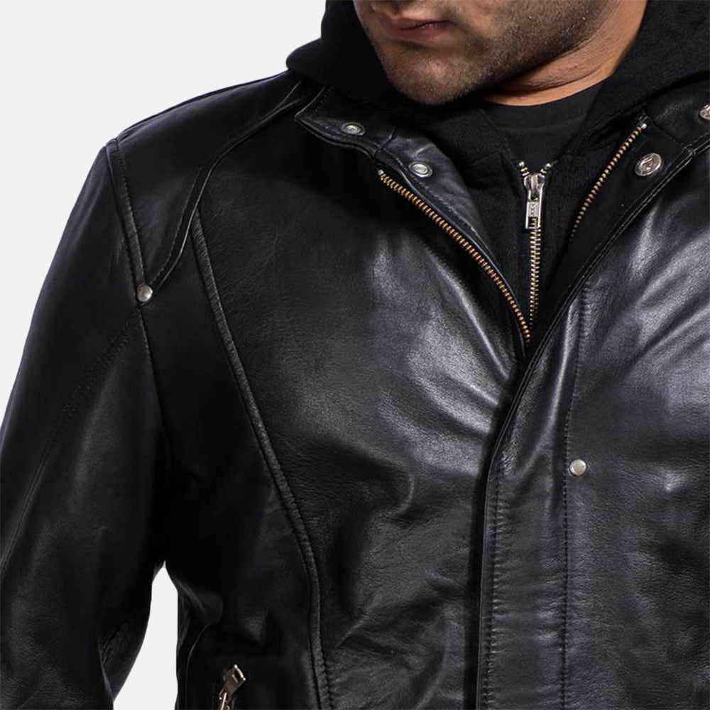 Back Street Black Leather Jacket For Men