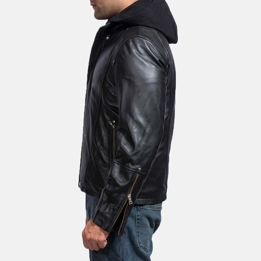 Back Street Black Leather Jacket For Men