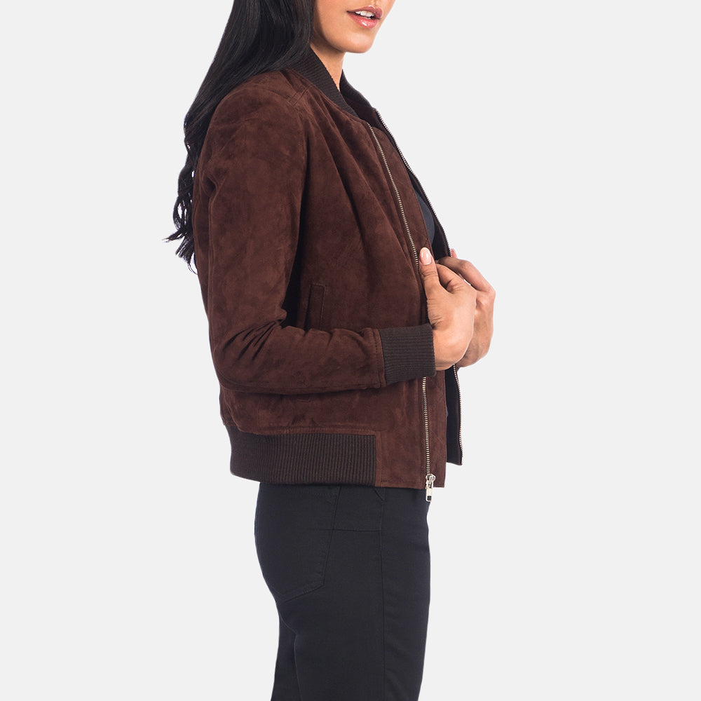 Winter Brown Suede Women Leather Jacket