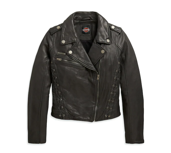 Women's Lace-Up Leather Slim Fit Jacket