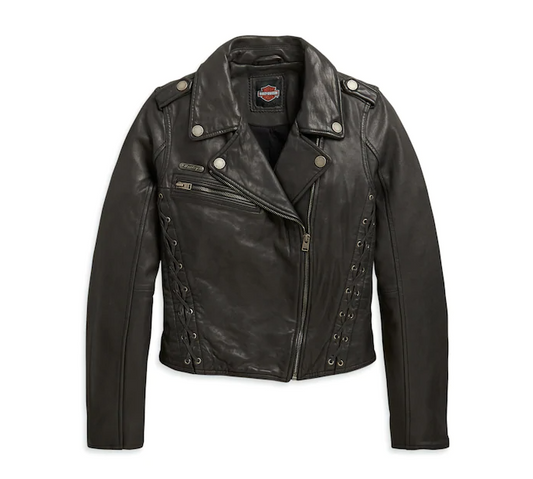 Women's Lace-Up Leather Slim Fit Jacket