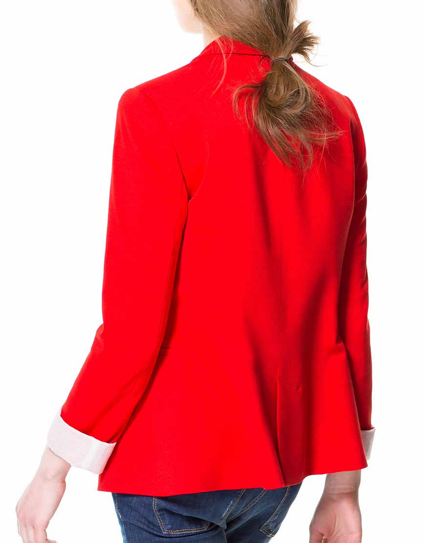 Women’s Red Blazer Cotton Jacket