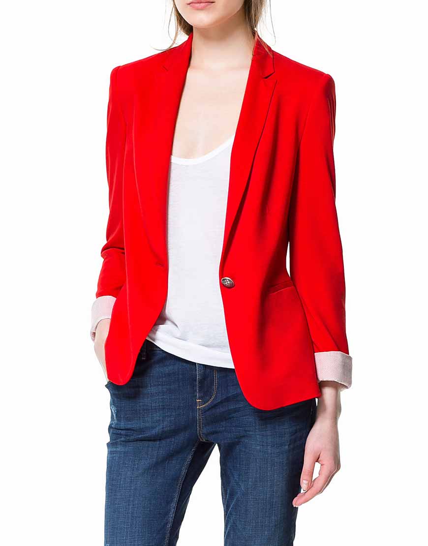 Women’s Red Blazer Cotton Jacket