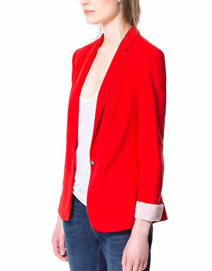 Women’s Red Blazer Cotton Jacket