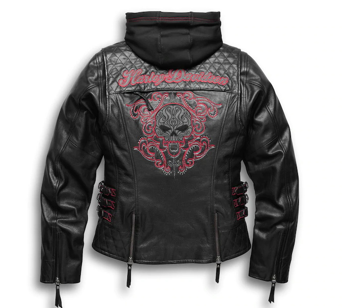 Women's Scroll Skull 3-in-1 Leather Jacket - Petite