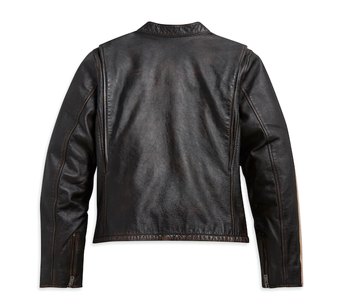 Women's Sleeve Stripe Leather Jacket