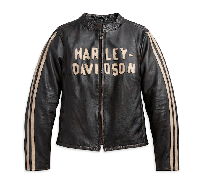 Women's Sleeve Stripe Leather Jacket