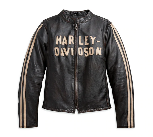 Women's Sleeve Stripe Leather Jacket