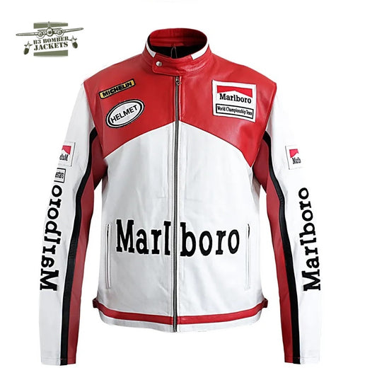 Retro Marlboro Racing Leather Jacket | Marlboro Jacket